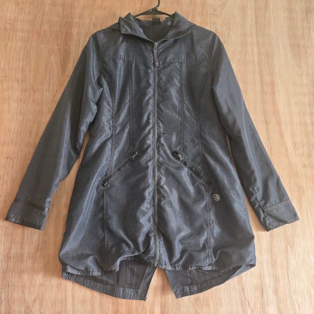MPG Mondetta Performance Gear Womens Gray Hooded Windbreaker Jacket Size Medium